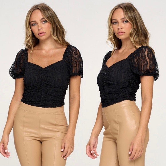 Tops - 🆕Lace overlay short sleeve bodysuit